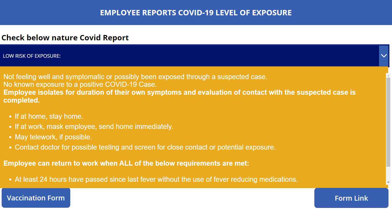 Low Risk Exposure
