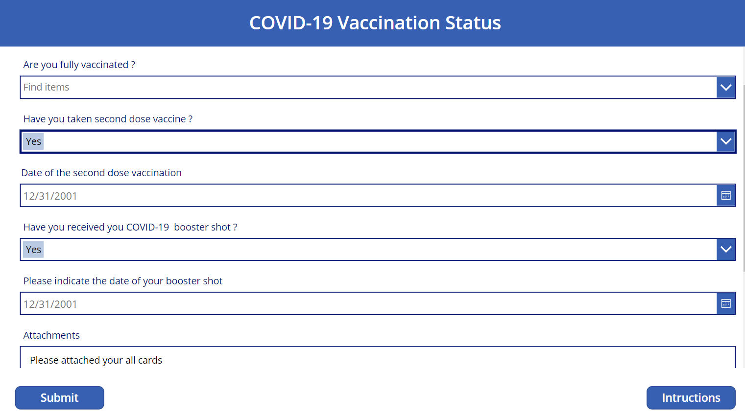 Power App Vaccination Form