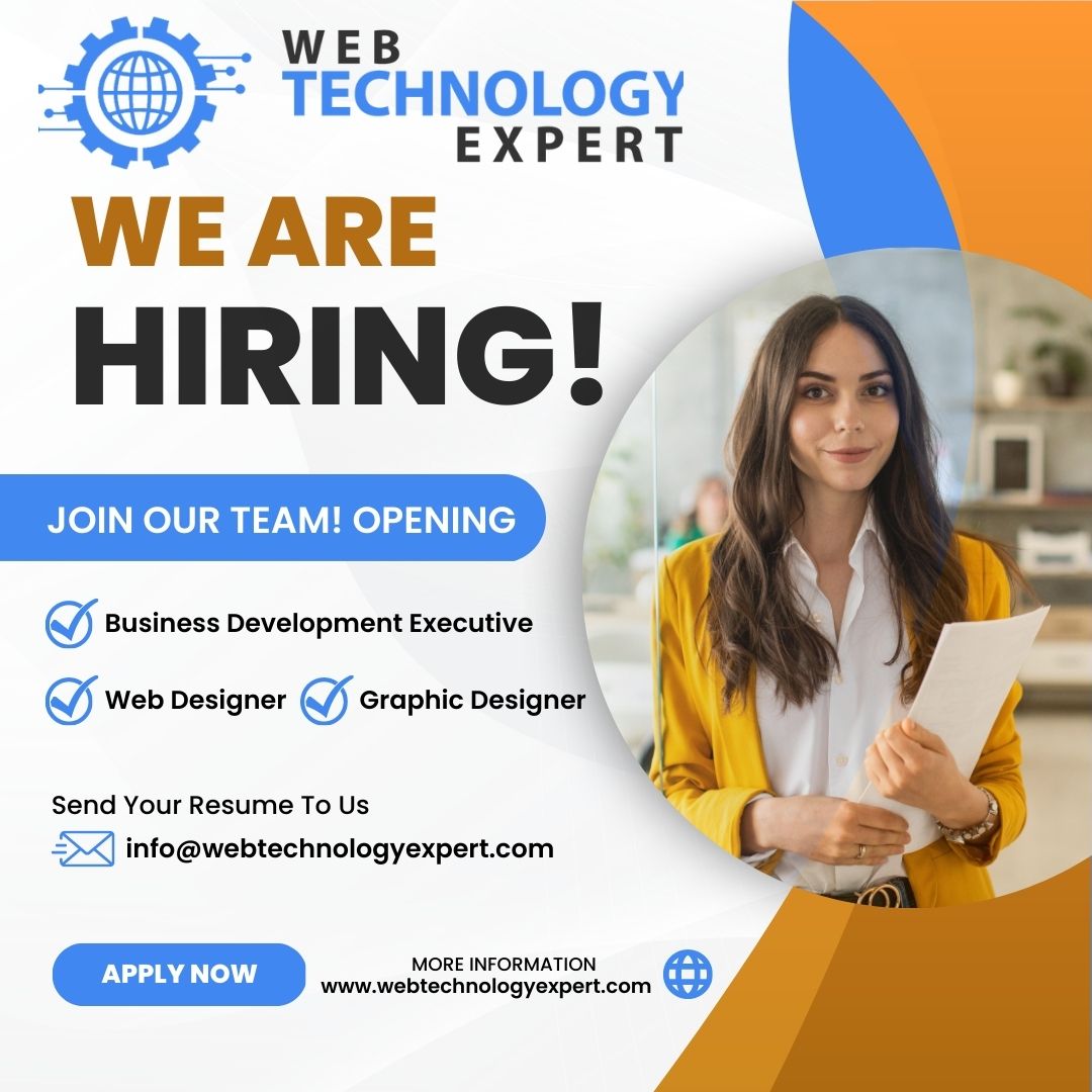 Job Openings Business Development Executive, Web Designer, Graphic-Designer Openings on the Web Technology Expert BDE